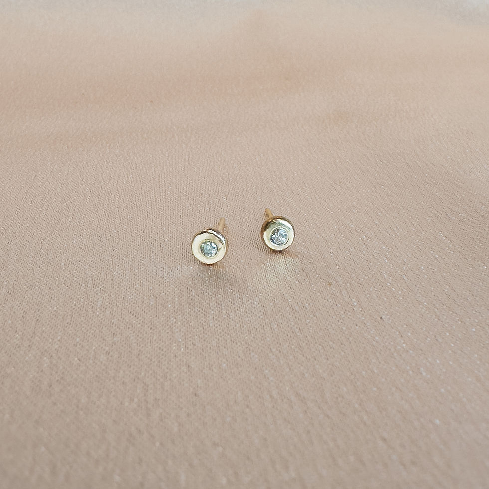 Thumbnail: Pebble Stud Earrings - 14k Gold and Diamond