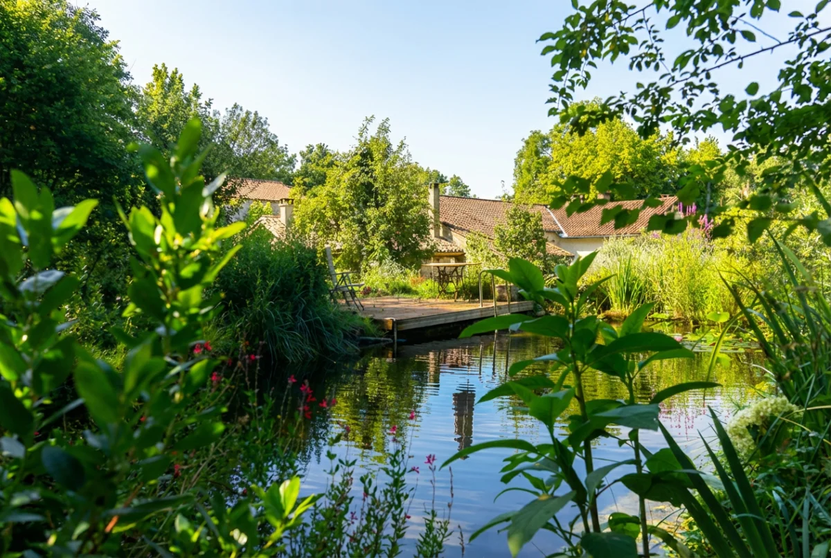 natural pool, greenery around 