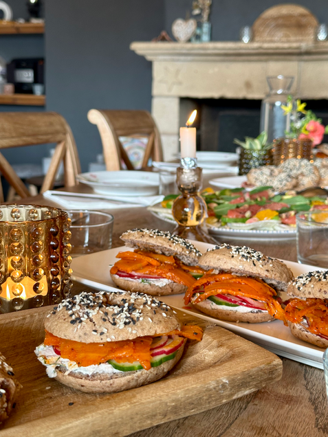 nourishing vegan meal spread at The HummingBee retreat, designed to support pregnancy wellness with organic, plant-based ingredients