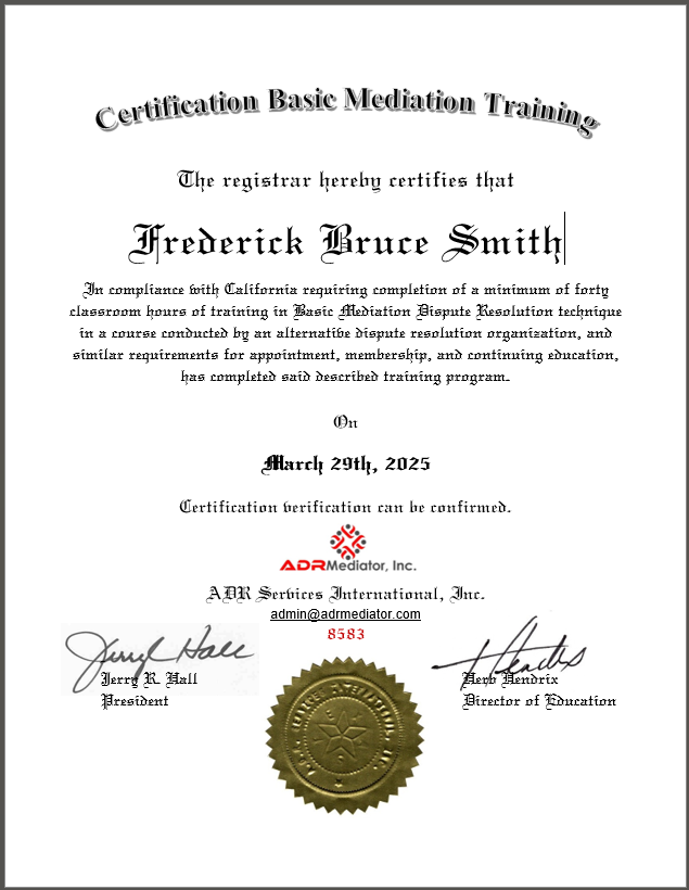 ADR Certification-FBS