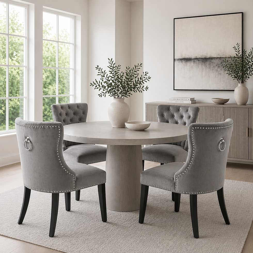 Thumbnail: Set of 2 Studded Velvet Dining Chairs with Ring Knocker