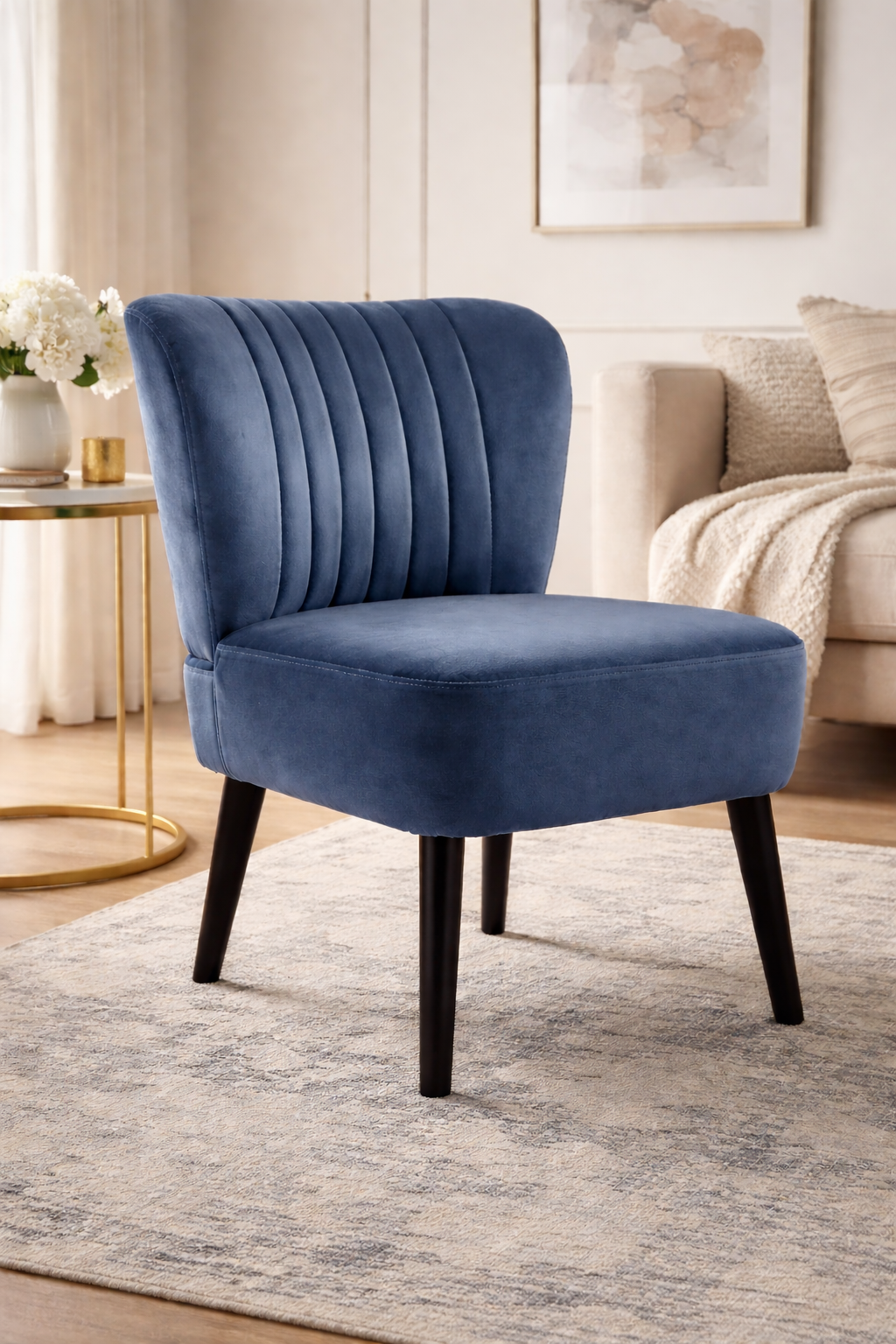 Crushed Velvet Shell Accent Chair