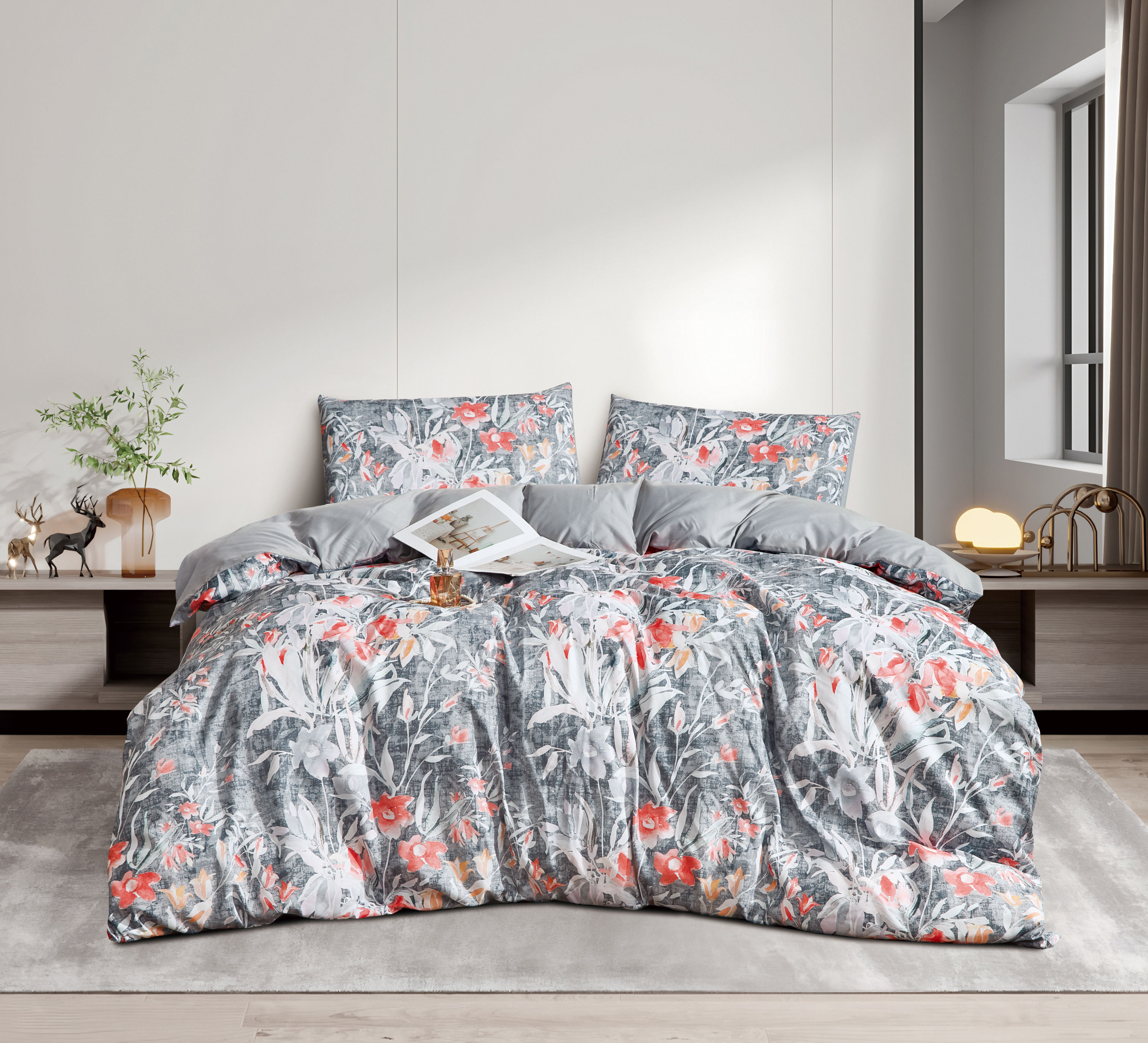 Juliette Floral Printed Duvet Set