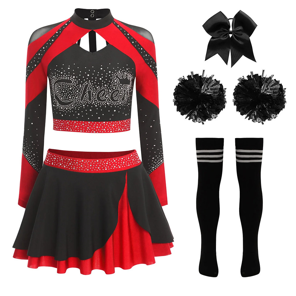 Thumbnail: Women Cheer Dance Outfits Cheerleader Costume Dancewear Hollow Out Cheerleading