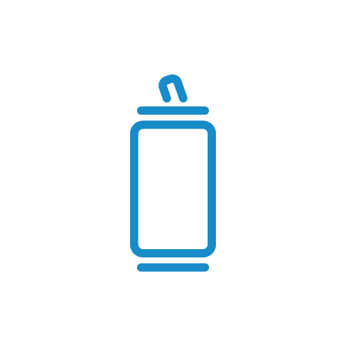Icon of an aluminum can representing recyclable metal cans