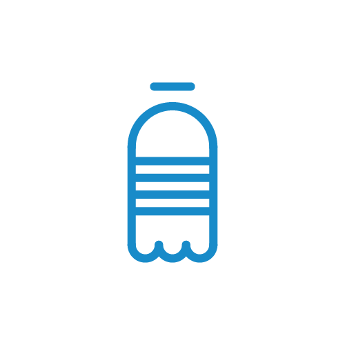 Icon of a plastic bottle representing recyclable plastic bottles