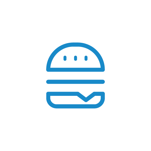 Icon of a hamburger representing food waste