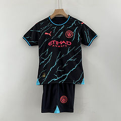 Kit criança Manchester City terceiro 2023/24