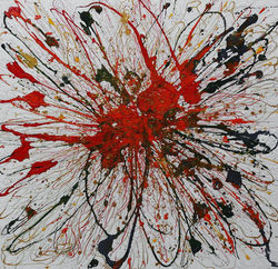 Świgulska Mariola (1961, Rzekuń), Erupcja, 120x120 (cm), akryl, płótno, 2016, syg. prawy dół