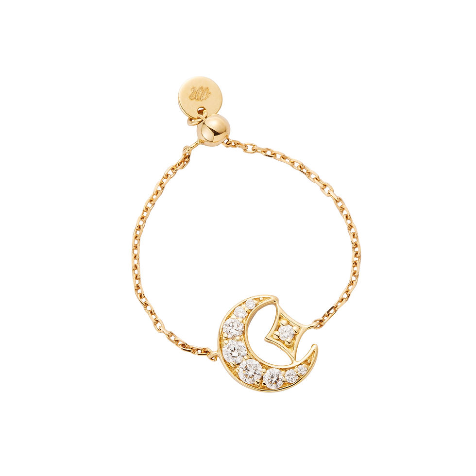 18K 彎彎月亮鏈戒