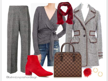 Look cinza + bota vermelha