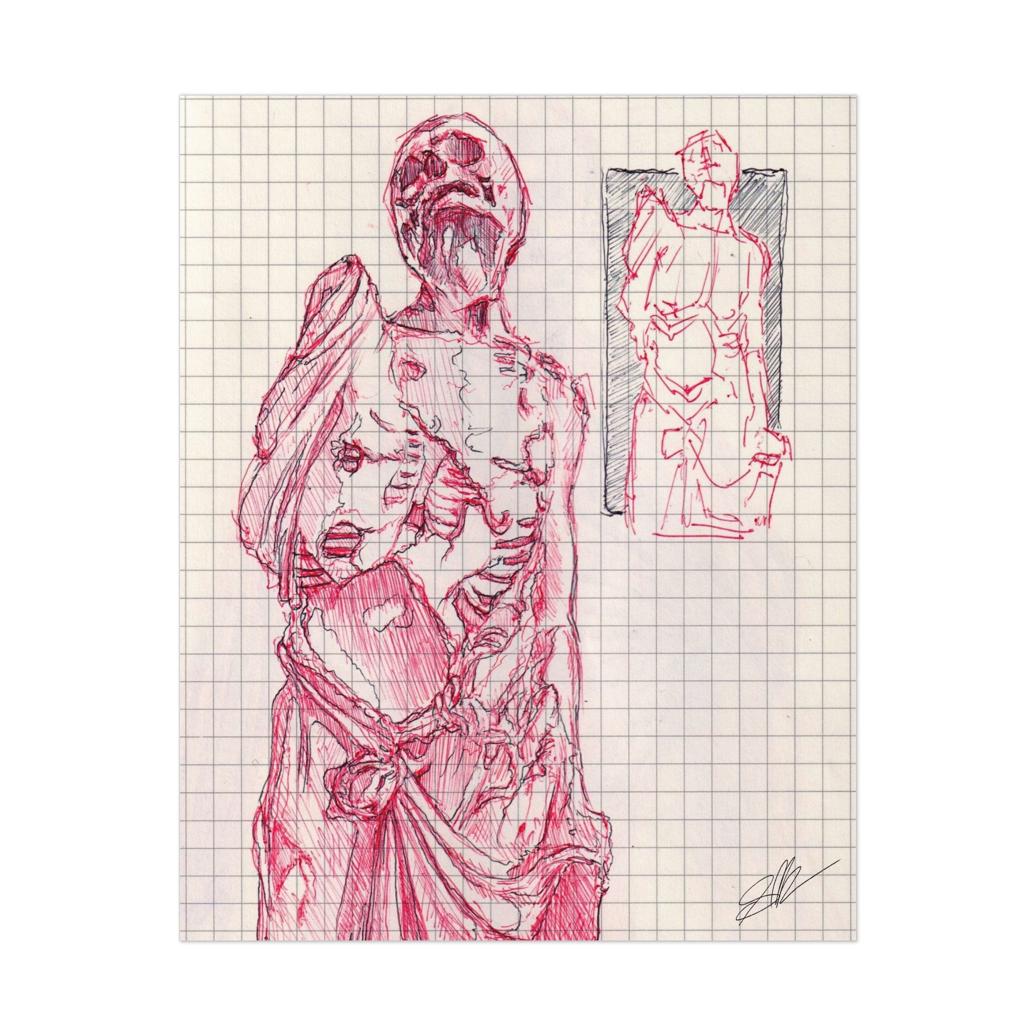 Sculpture Study Ballpoint Drawing Print