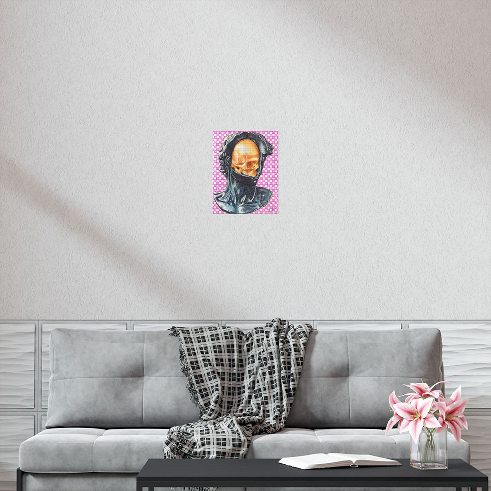 Thumbnail: Statue of David/Skull Ballpoint Drawing Print