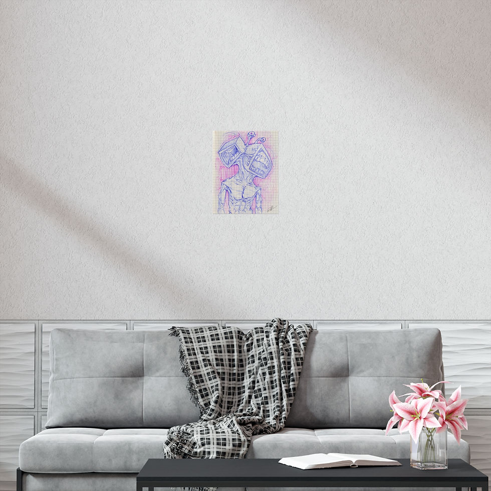 Thumbnail: TV Head Ballpoint Drawing Print