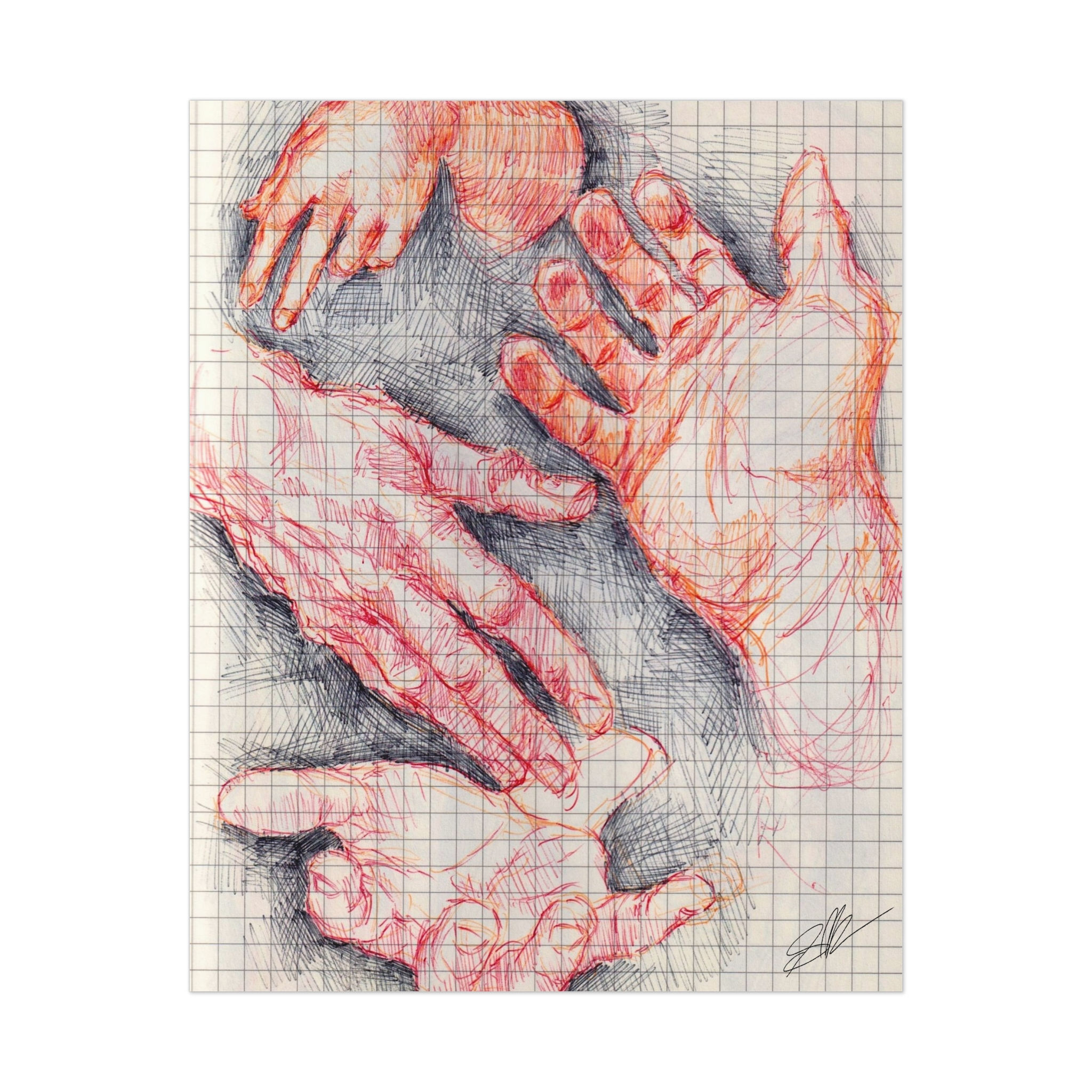 Hands Ballpoint Drawing Print