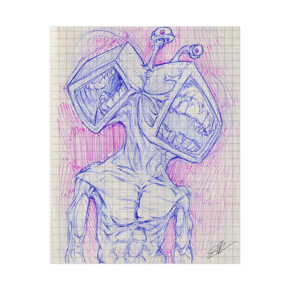 Thumbnail: TV Head Ballpoint Drawing Print