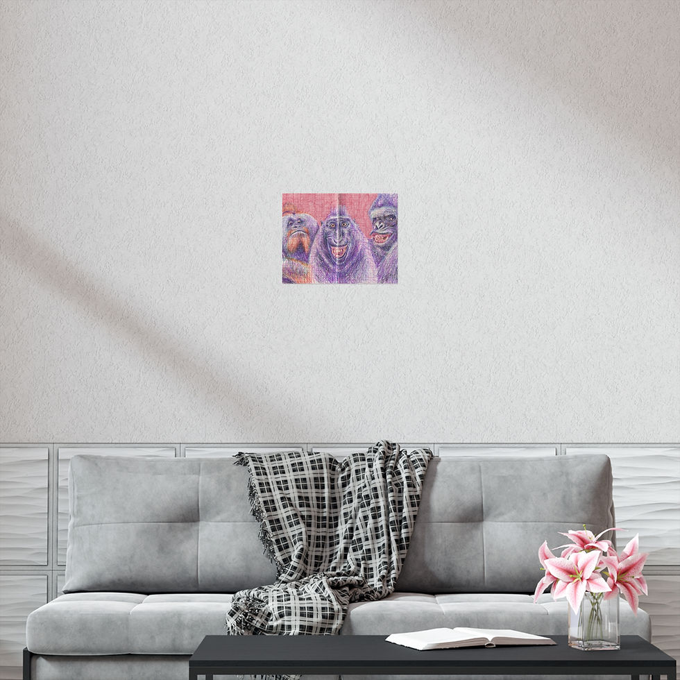 Thumbnail: Three Monkeys Ballpoint Drawing Print