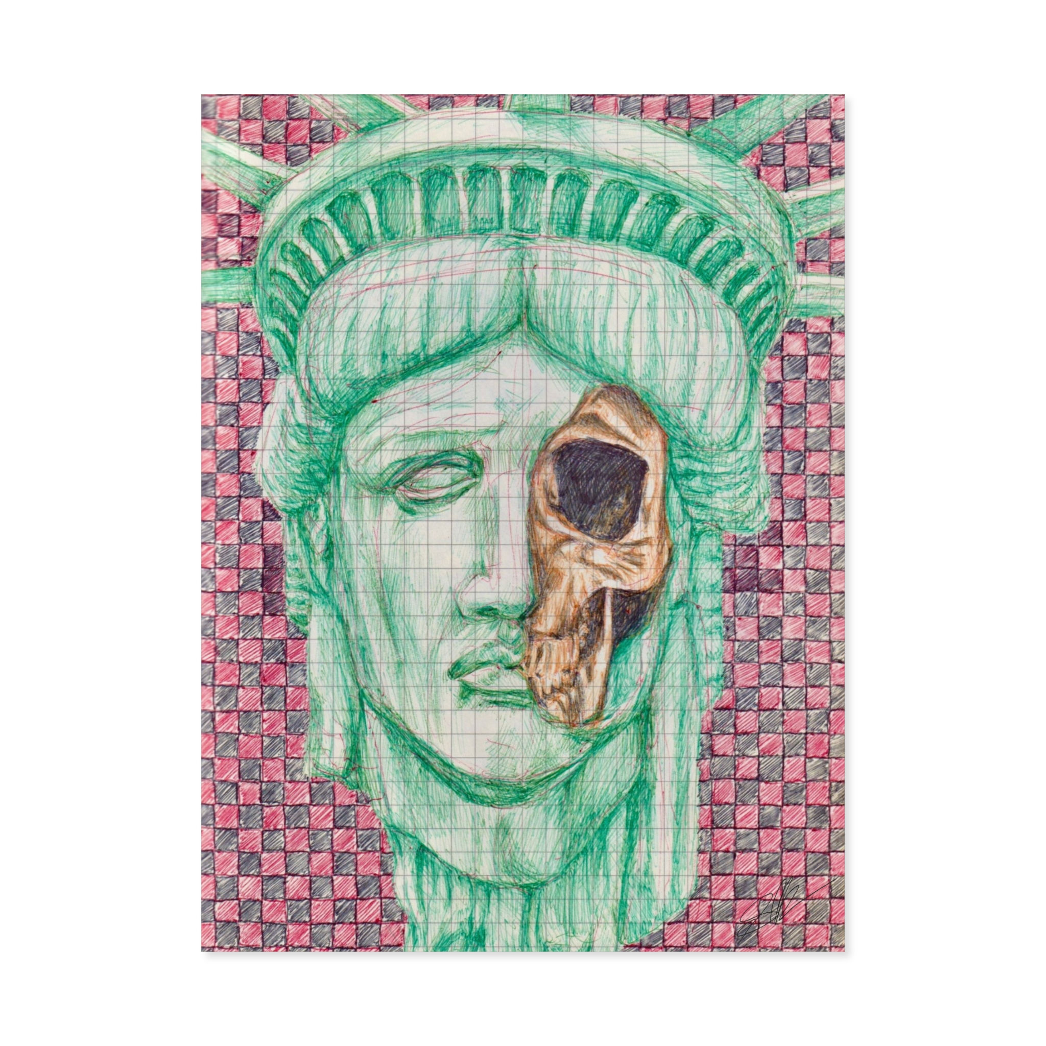 Statue of Liberty Ballpoint Drawing Print
