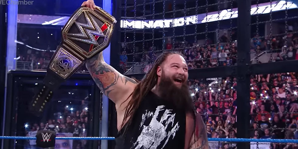 Bray Wyatt after winning his first WWE Championship at Elimination Chamber 2017