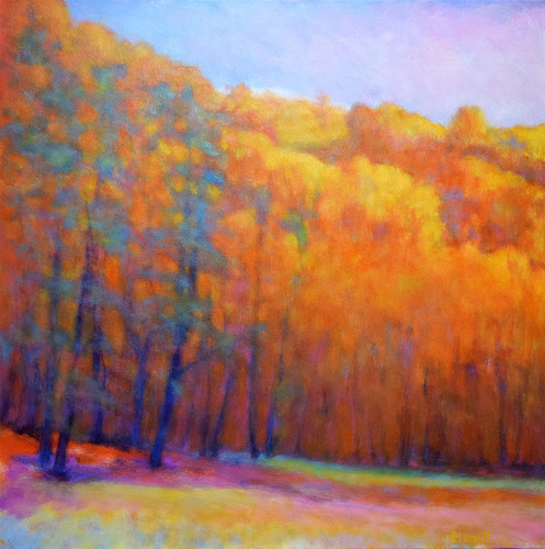 絵画 Forest Hills Red Forest, White Hill, oil on canvas, 30 x 30 inches | Ken Elliott