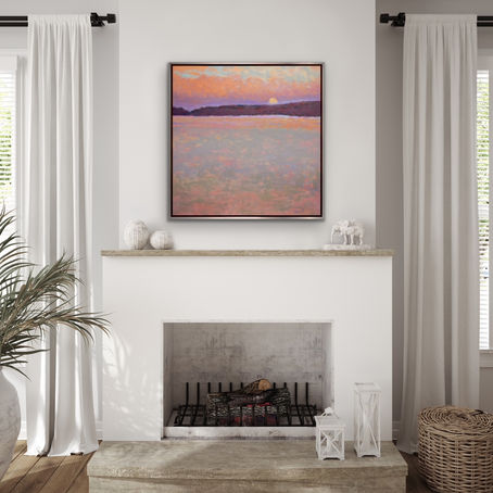 Tangerine Evening I, oil on canvas, 36 x 36 inches