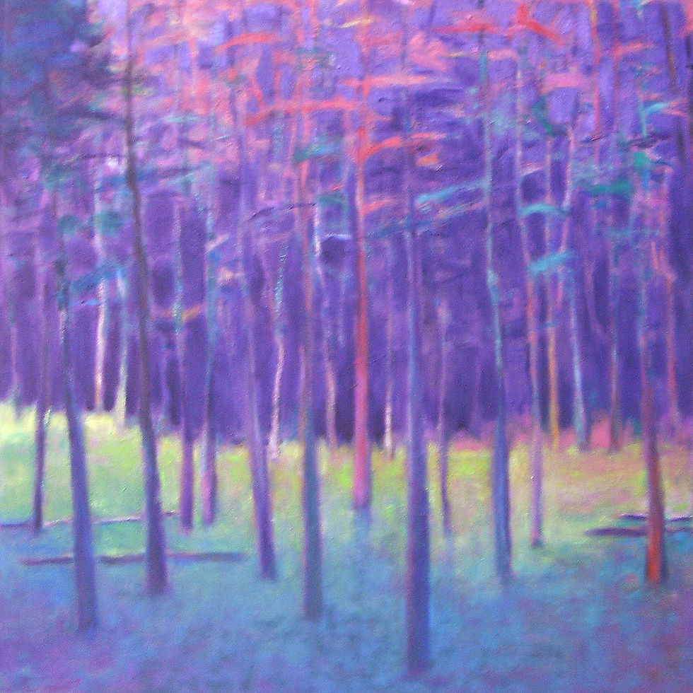Thumbnail: Purple Woods, oil on canvas, 40 x 40 inches
