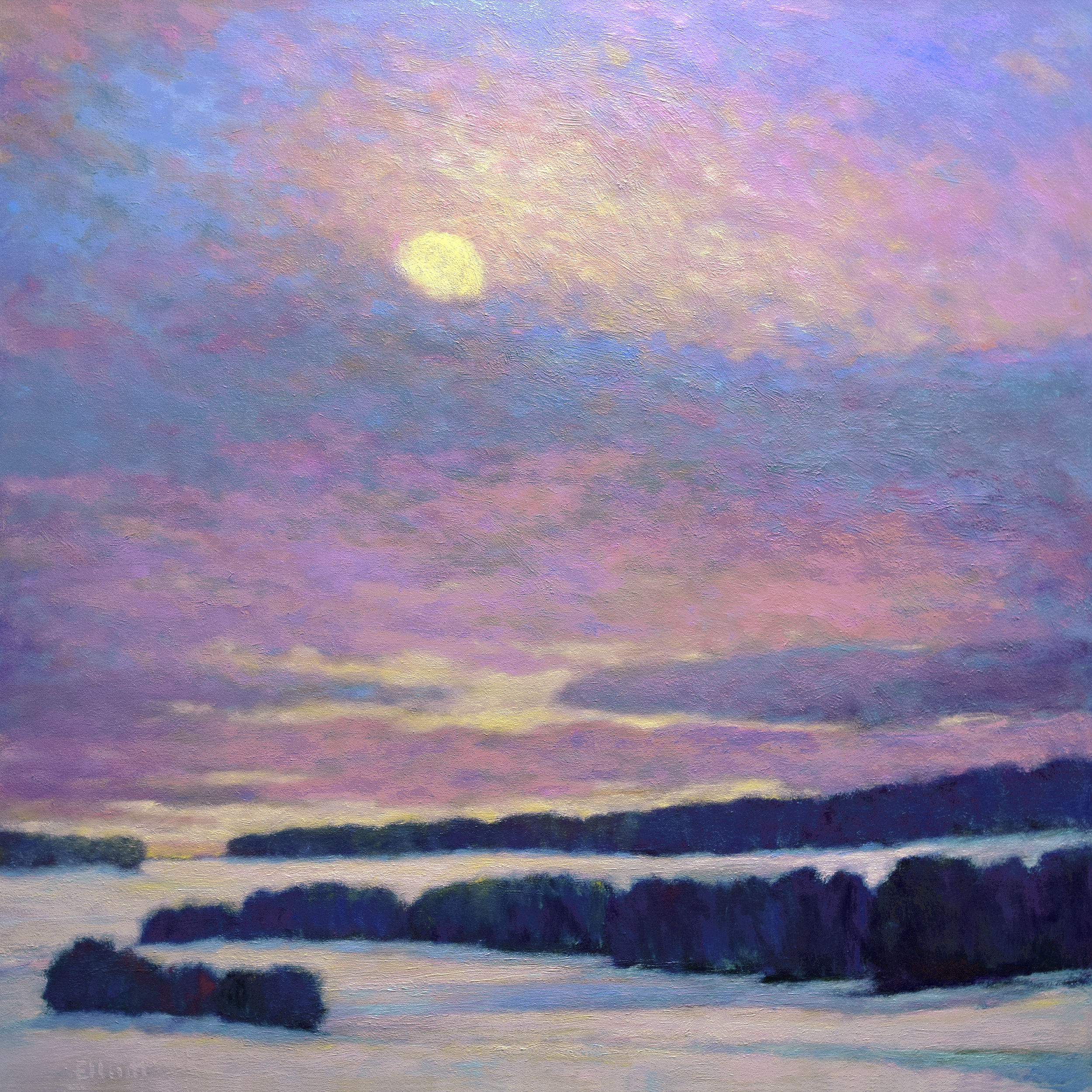 Last Sun over the Snow Fields, 40 x 40 inches
