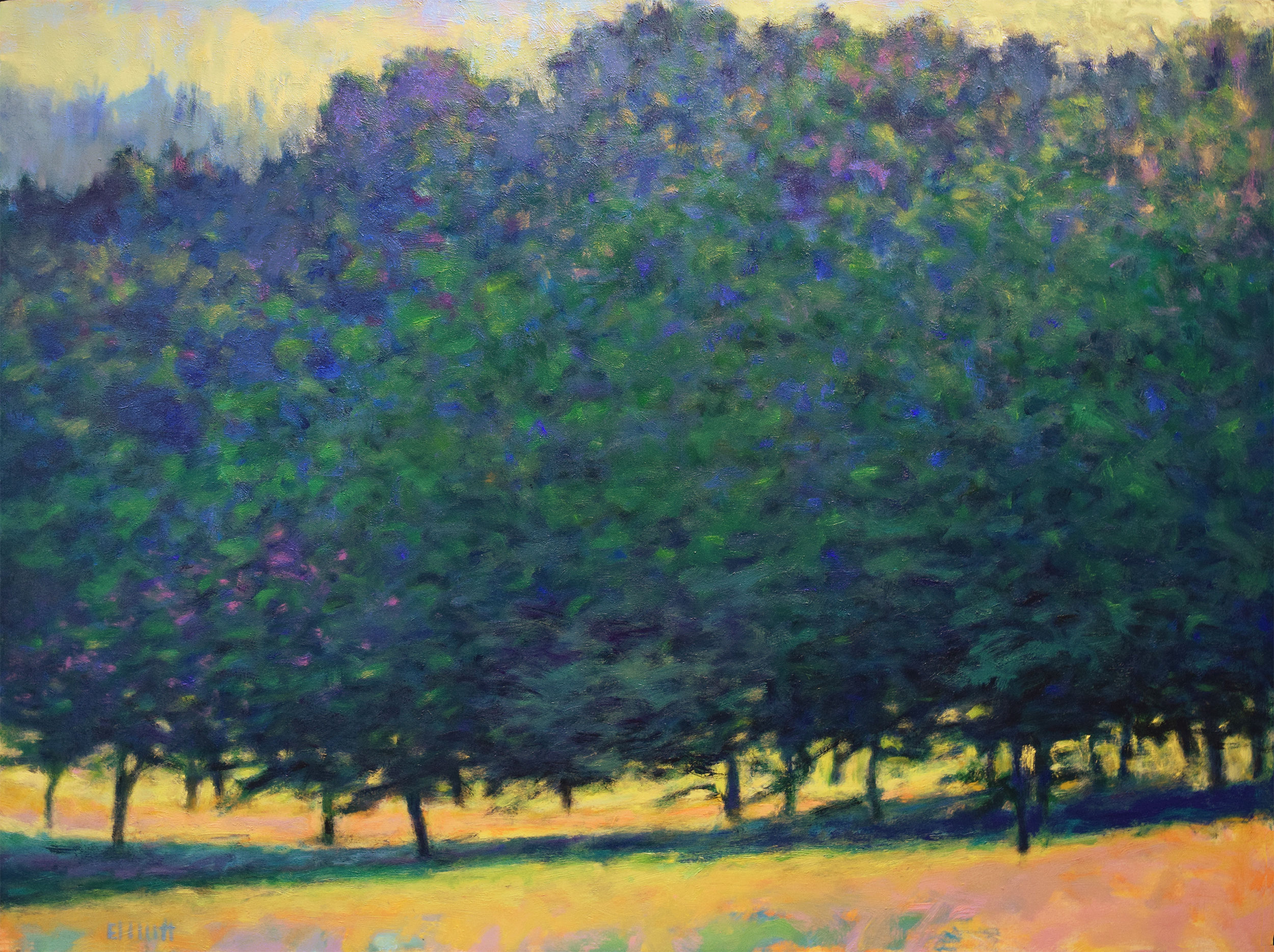 Greens Moving Across, oil on canvas, 36 x 48 inches