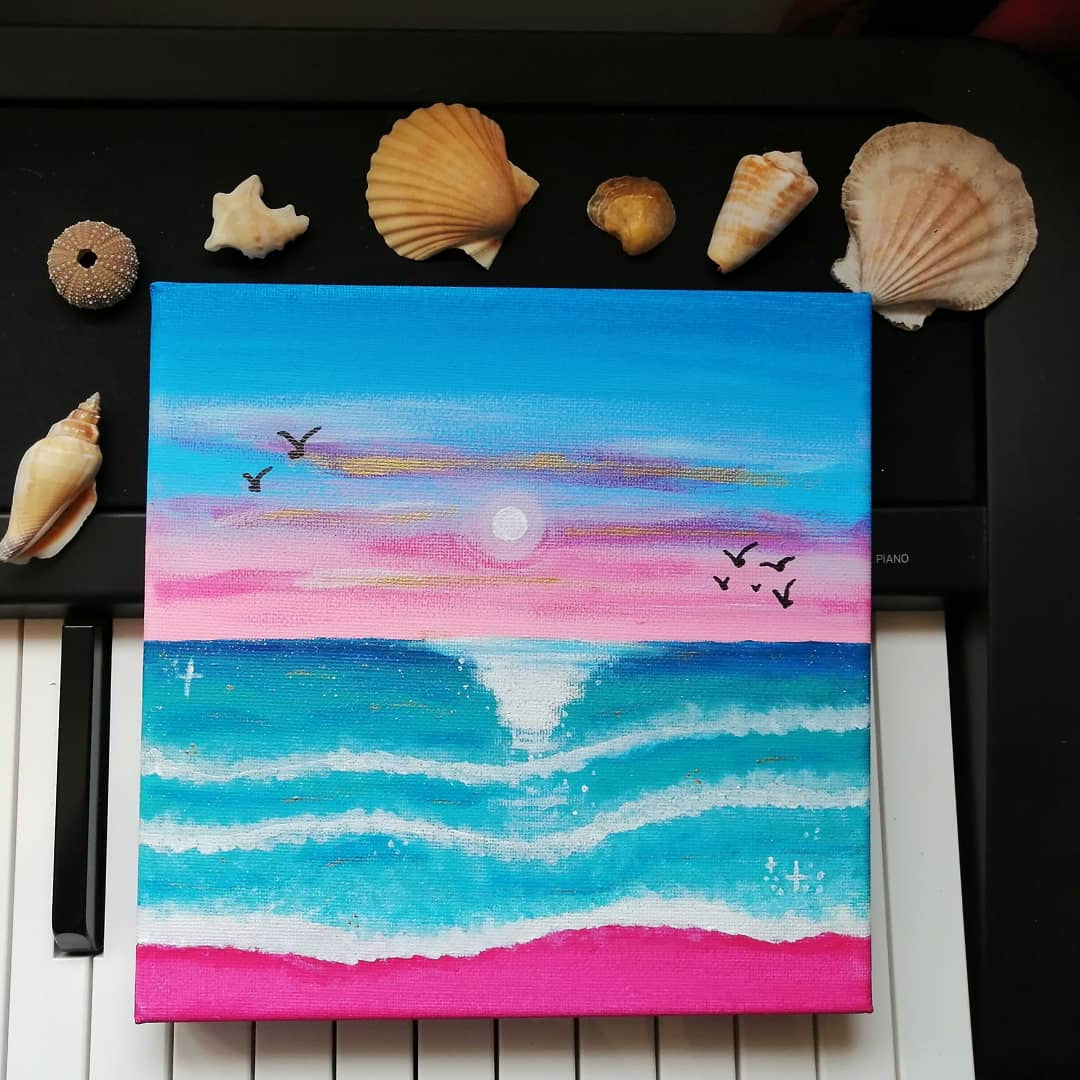 Pink beach canvas 