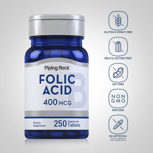 Miniature : PipingRock, Folic Acid, 400mcg, 250 tablets 