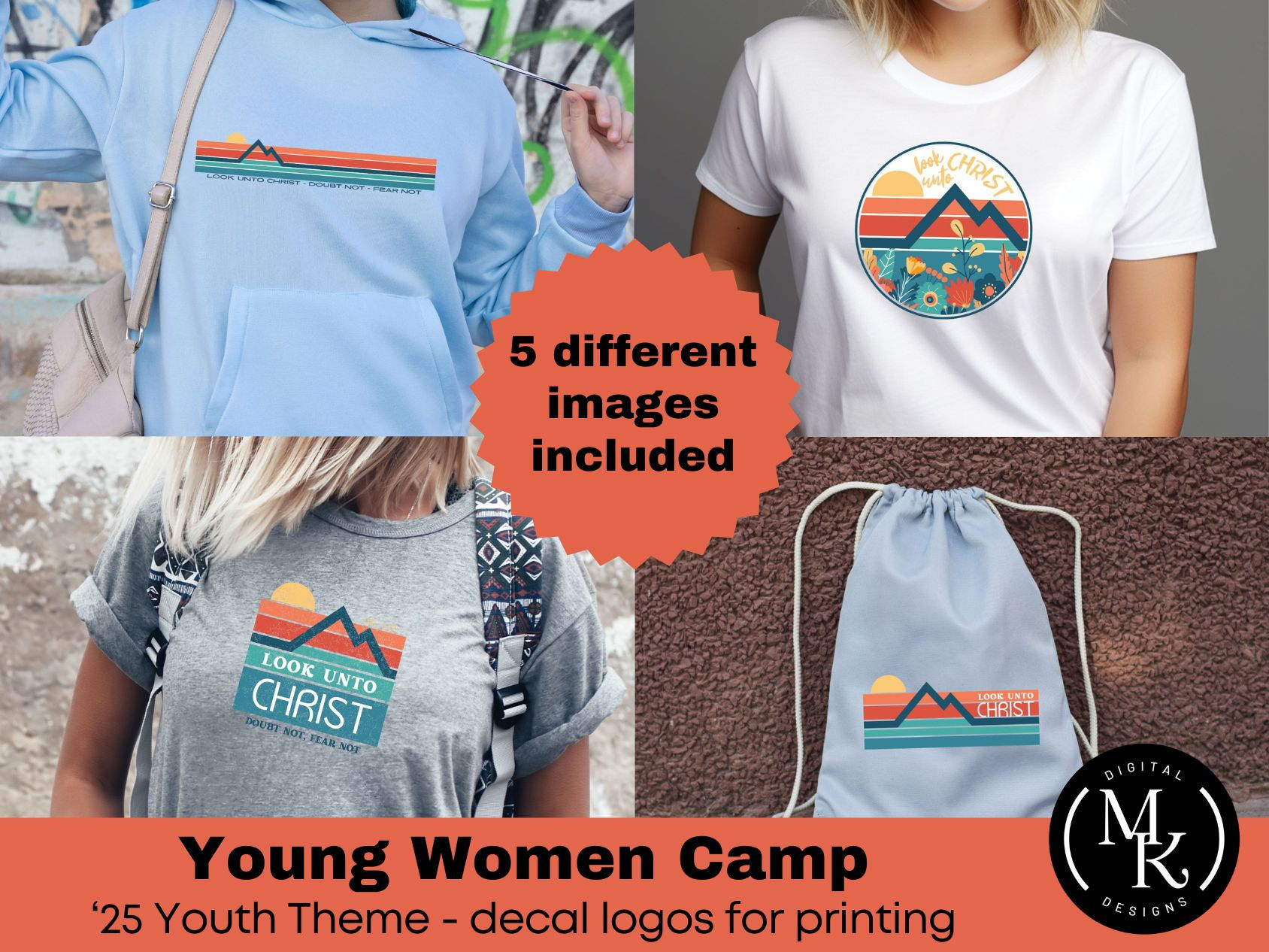 Young Women Camp Logos, 2025 Look Unto Christ Theme, D&C 6:36