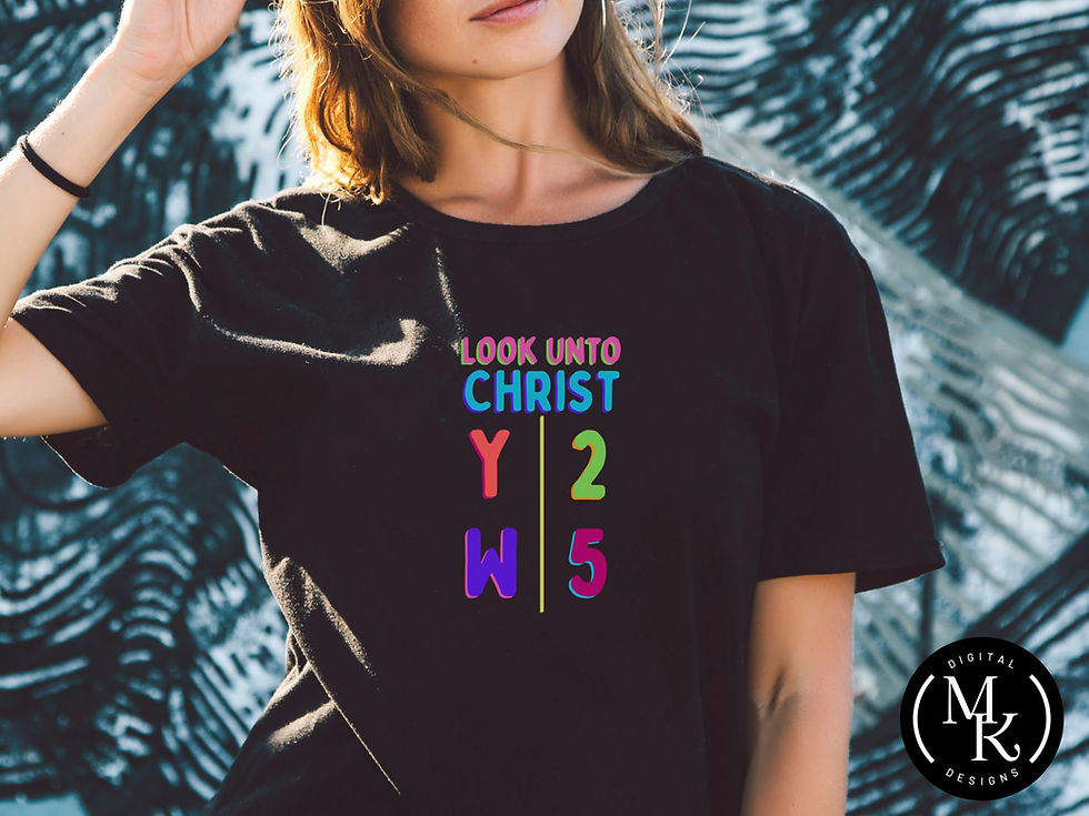 Thumbnail: Trendy Young Women Camp Logos - Bright, 2025 Look Unto Christ Theme, D&C 6:36