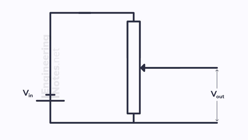 Potentiometer circuit, potential divider circuit. EngineeringNotes