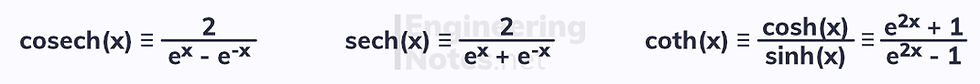 Hyperbolic functions. Free online a-level further maths core pure 2 CP2 notes. EngineeringNotes.net, EngineeringNotes, Engineering Notes.