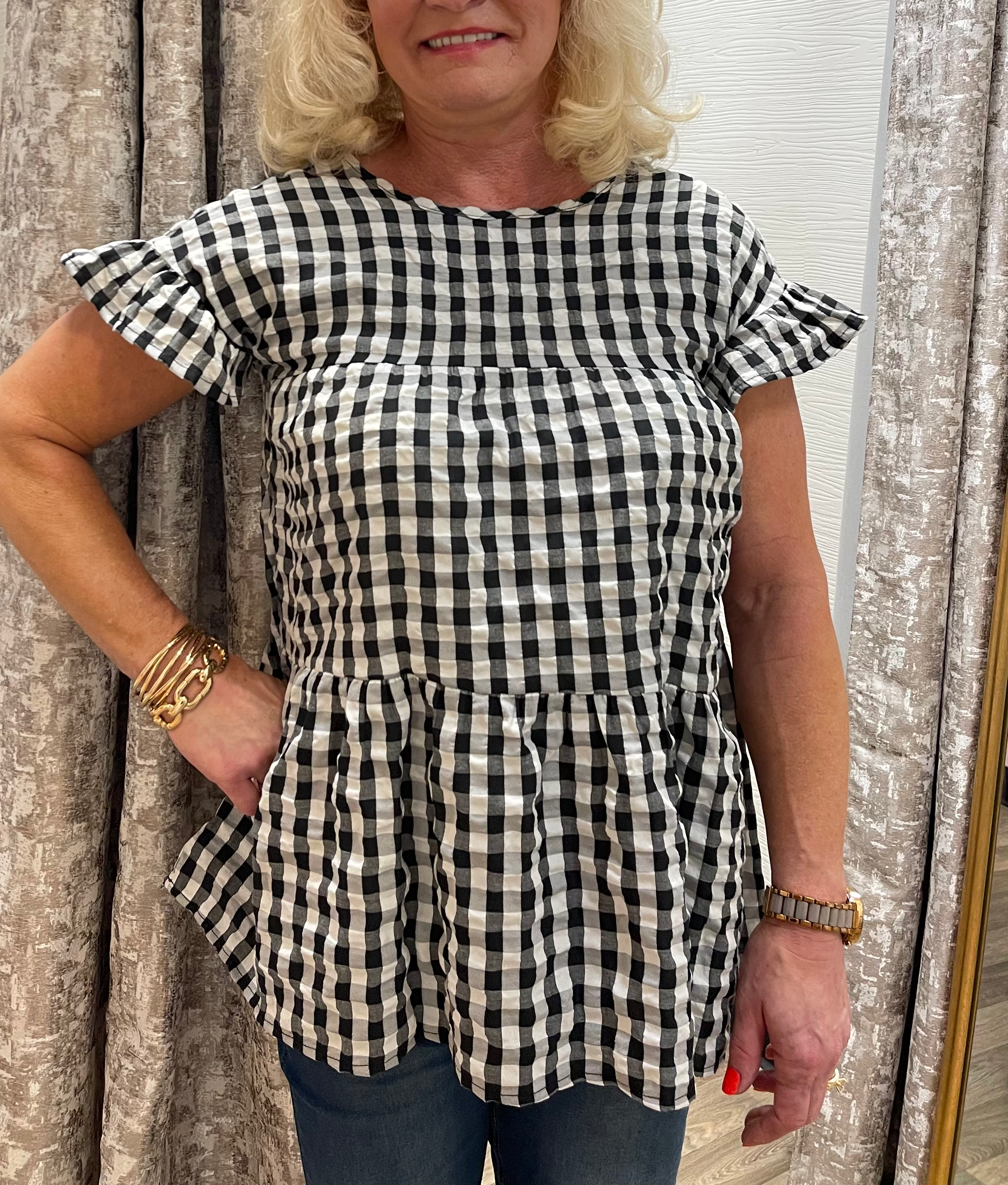Gingham Dreams Babydoll Top