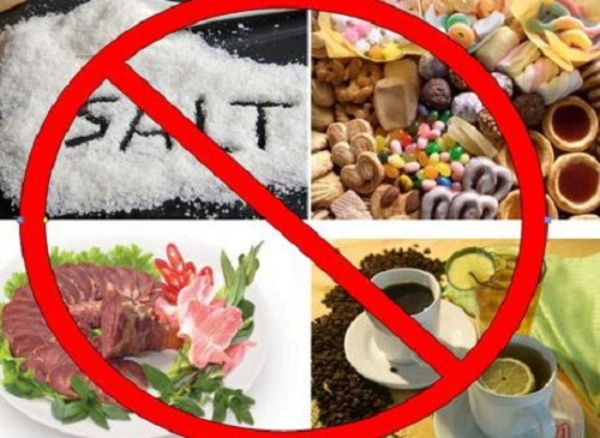 Kiêng thực phẩm nhiều đường, muối....
