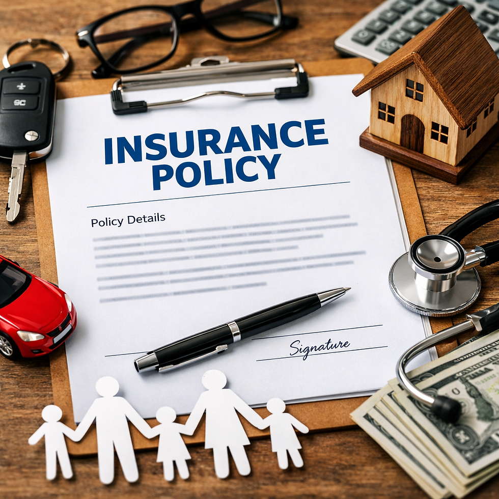 Close-up view of an insurance policy document with highlighted text