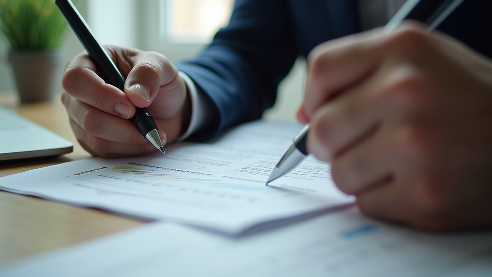 Close-up of insurance agent explaining policy details to a business owner