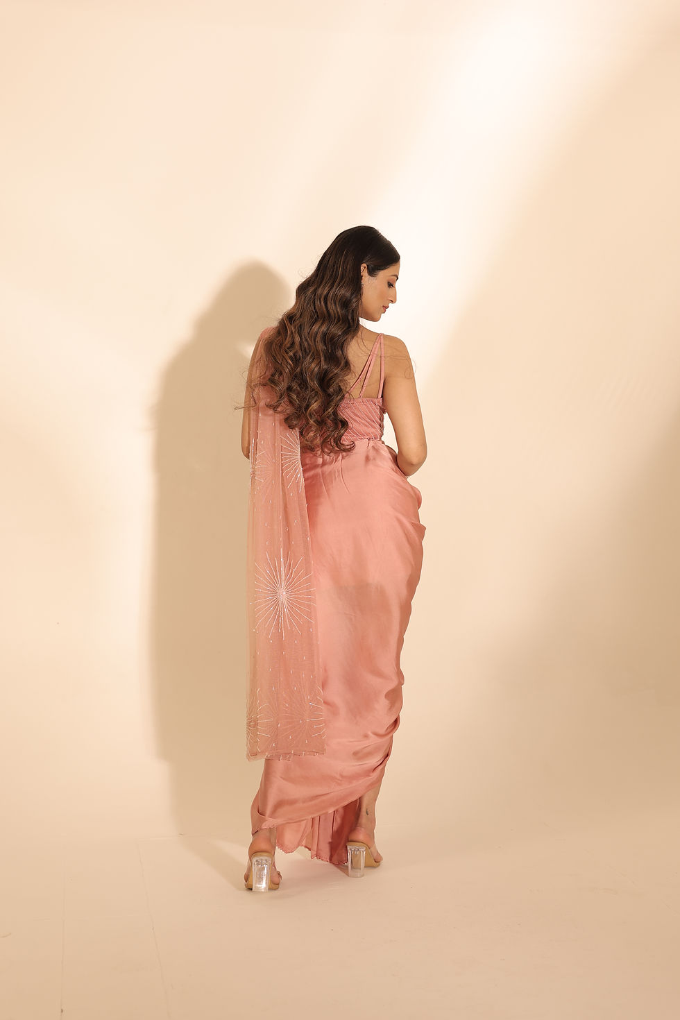 Thumbnail: Dusk Pink Starline Skirt Saree 
