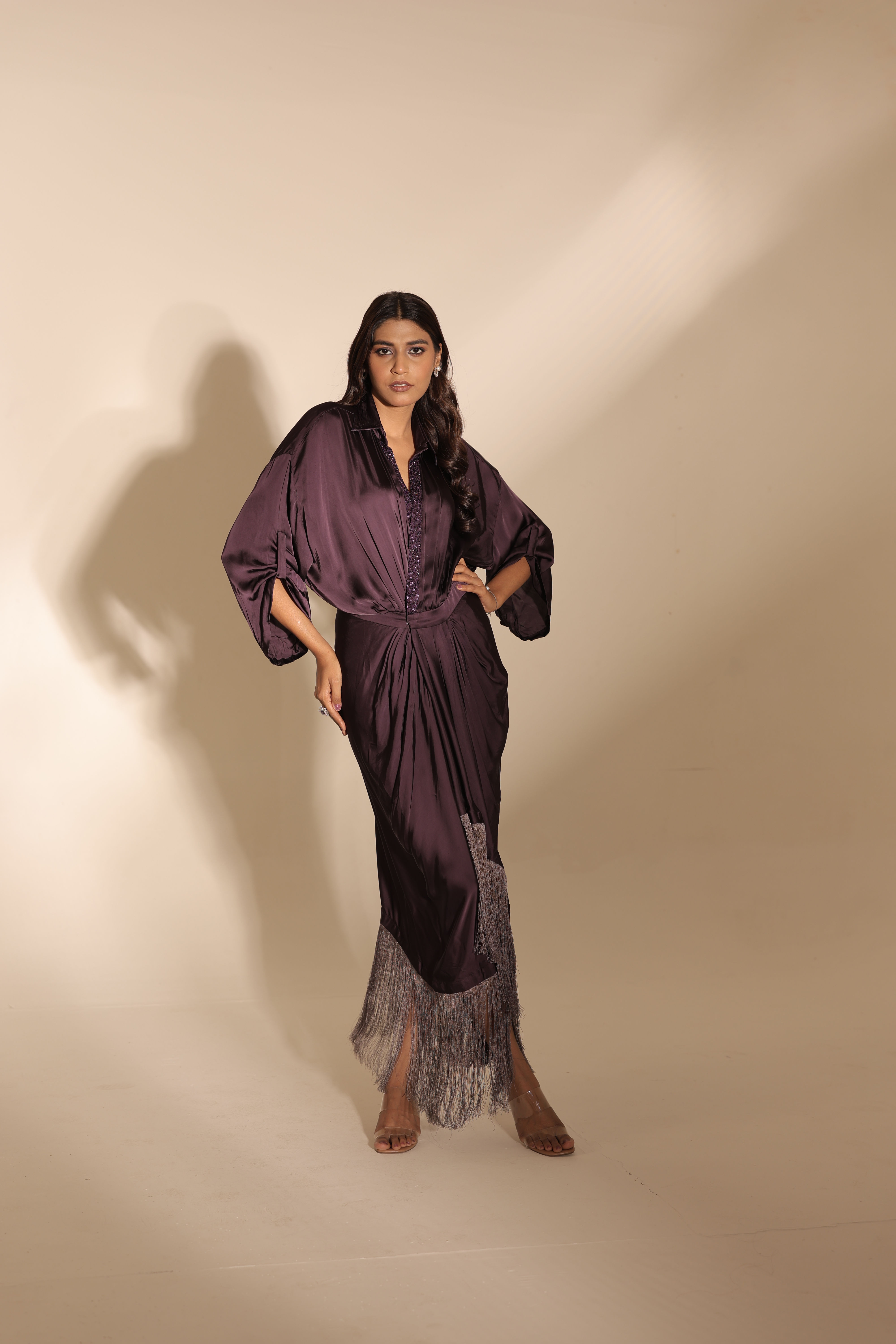Plum Draped Dress 