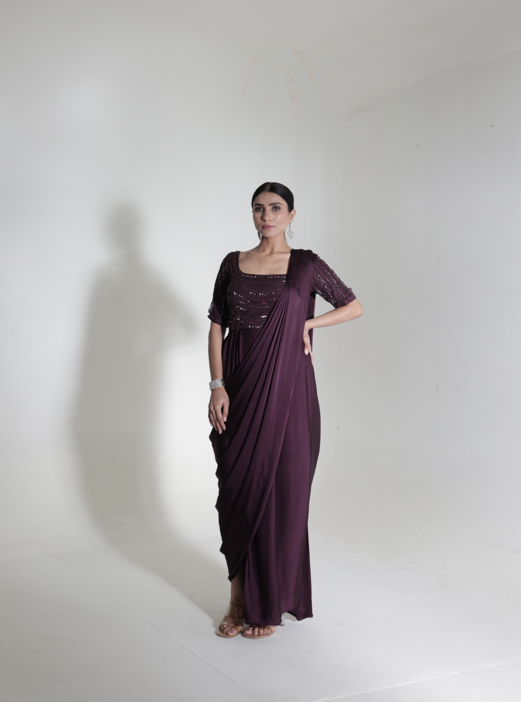 Wine Dress Saree 