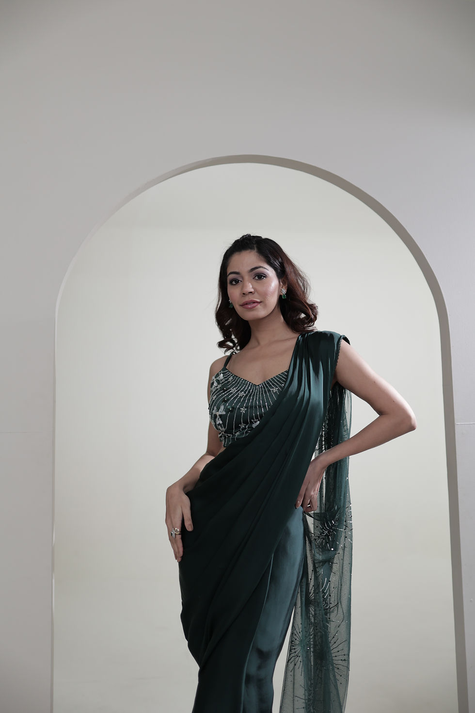 Thumbnail: Green Star-line Saree