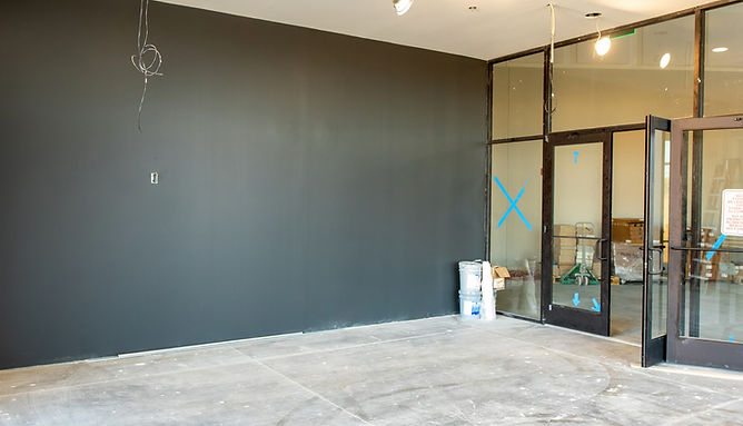 Before and after commercial brick and mortar constructio installation design lobby