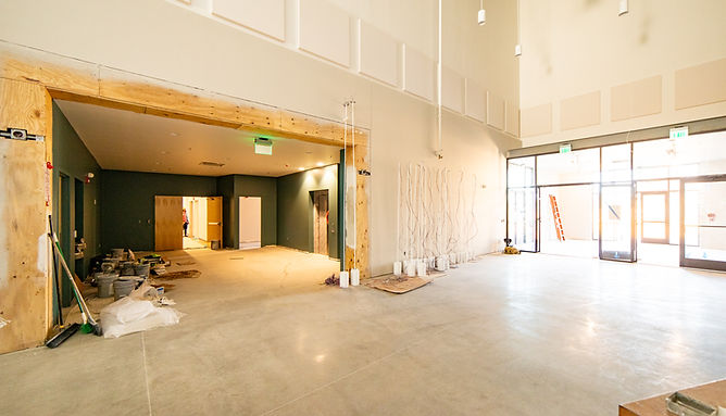 Before and after commercial brick and mortar constructio installation design lobby