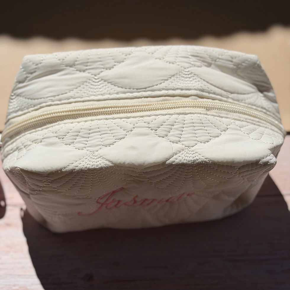 Thumbnail: Personalized Quilted Makeup Bag, Custom Name Cosmetic Pouch