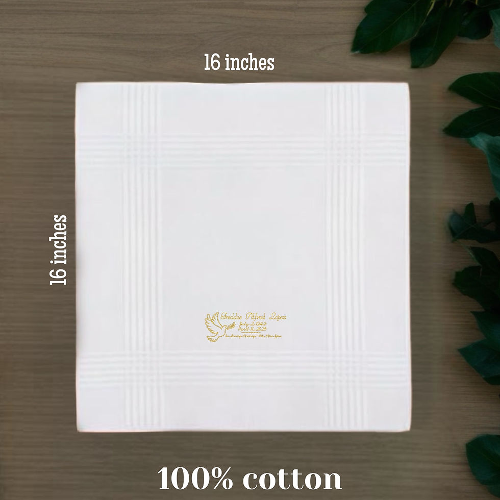 Thumbnail: Personalized Memorial Handkerchief – Custom Name & Dates – In Loving Memory Keep