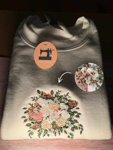 Custom Bridal Bouquet Embroidered Sweatshirt | Joyfully Embroidery