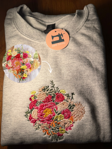 【新品未使用】bouquet embroidery stadium jumper Custom Bridal Bouquet Embroidered Sweatshirt | Joyfully Embroidery