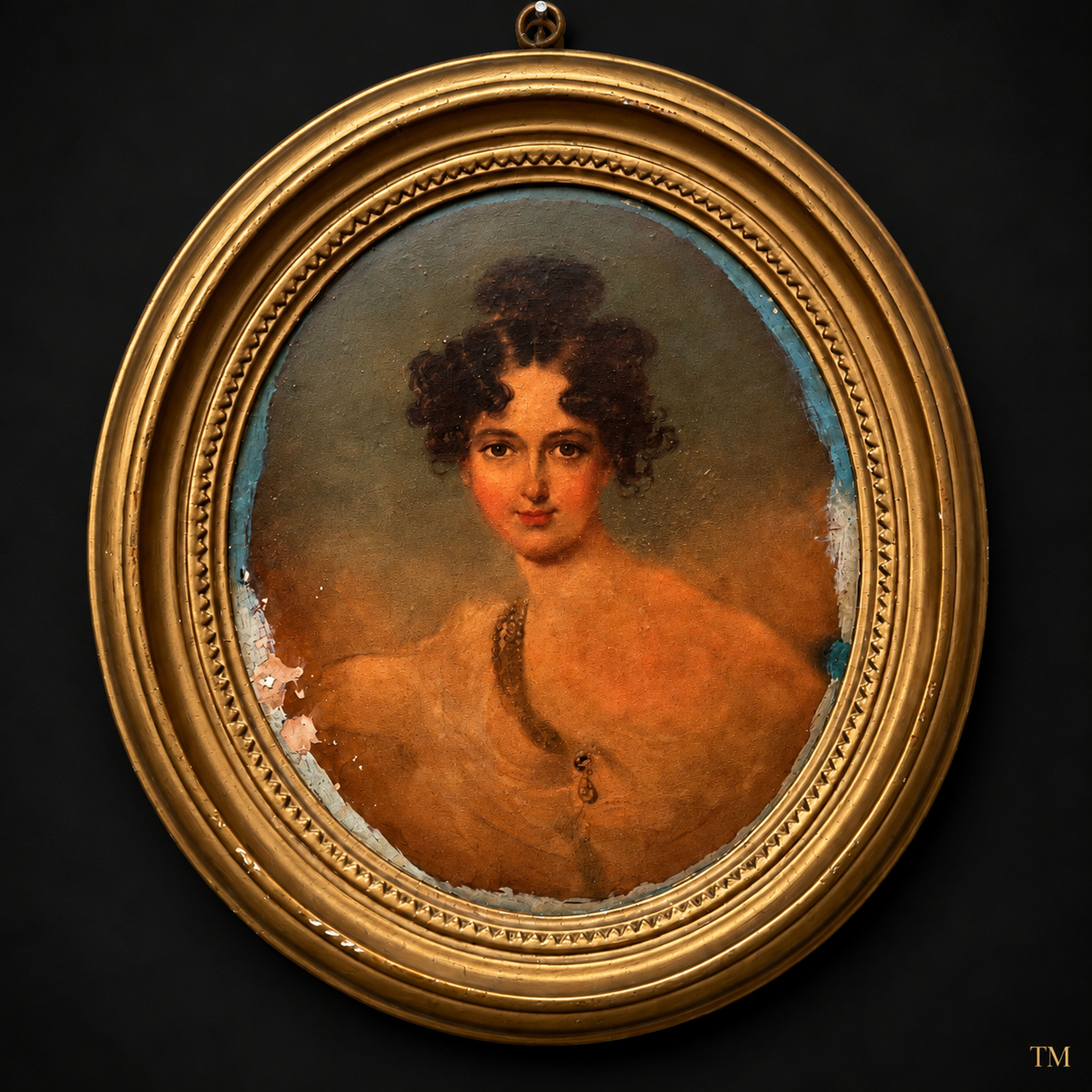 VICTORIAN OVAL GILT FRAMED OF POTRAIT OF A LADY