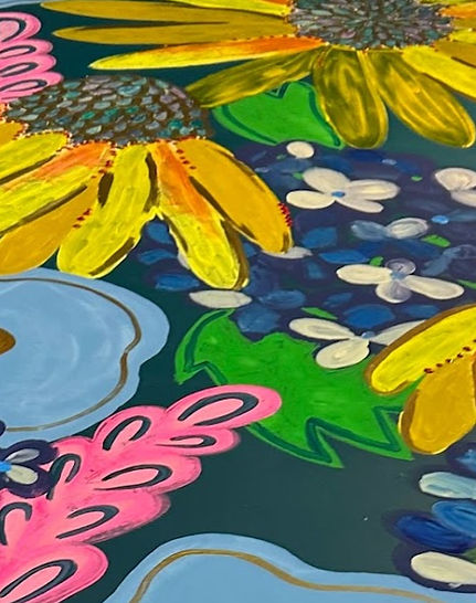 Floral mural with bright colors